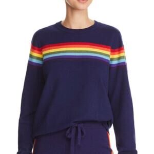 Madeleine Thompson x Aqua Blue Rainbow Striped Sweater Small Crewneck